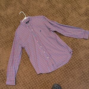 Ralph Lauren Men's Blue and Red Plaid Shirt